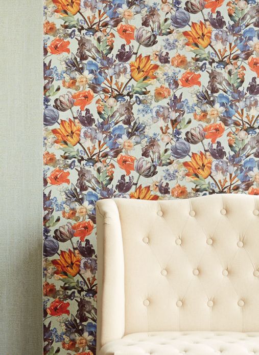 Floral Wallpaper Wallpaper Joslina orange Room View