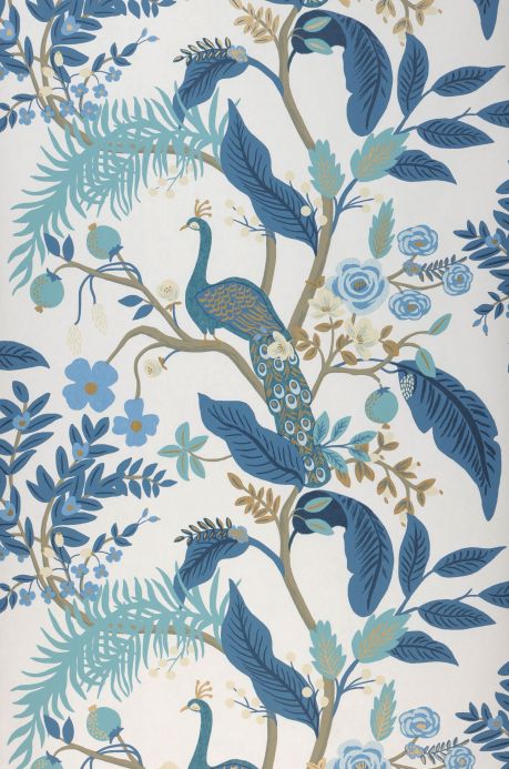 Designer Wallpaper Peacock Tree pastel blue Roll Width