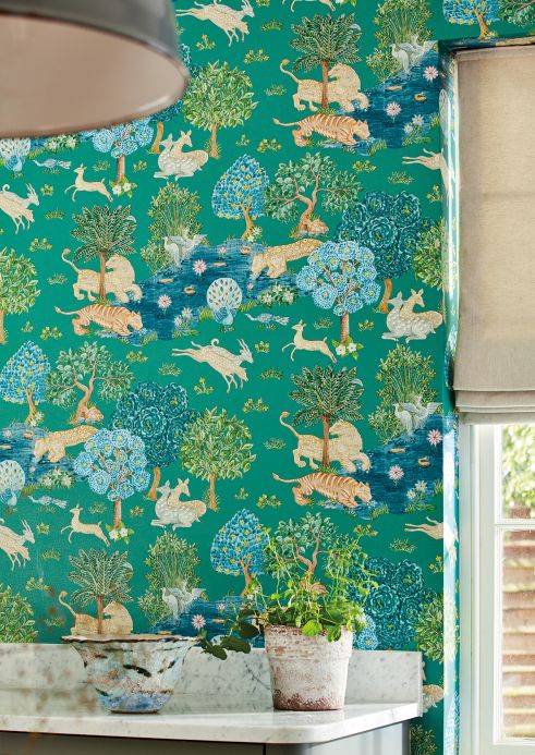 Wallpaper Wallpaper Sumatra turquoise Room View