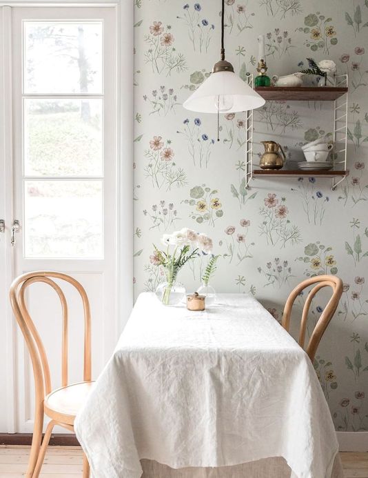 Floral Wallpaper Wallpaper Melodie white Room View