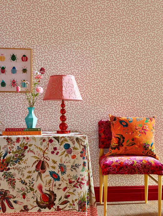 Funky Wallpaper Wallpaper Wiggle coral red Room View