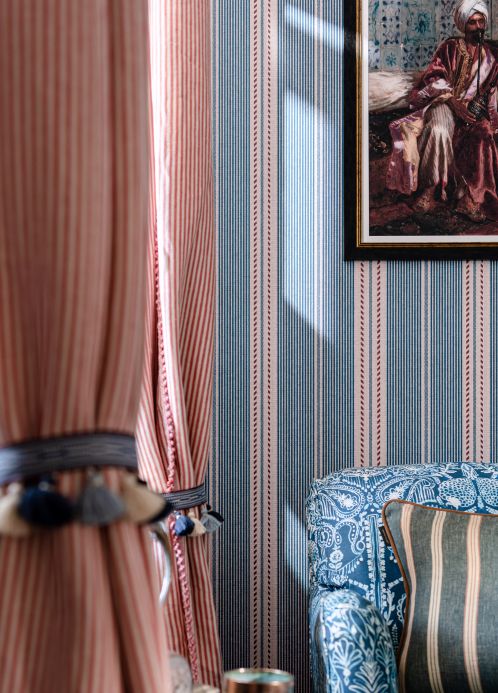 Mindthegap Wallpaper Wallpaper Berber Stripes green blue Room View