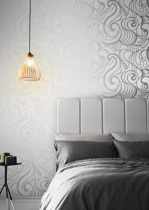 Papel de parede Art Nouveau Papel de parede Madina branco Ver quarto