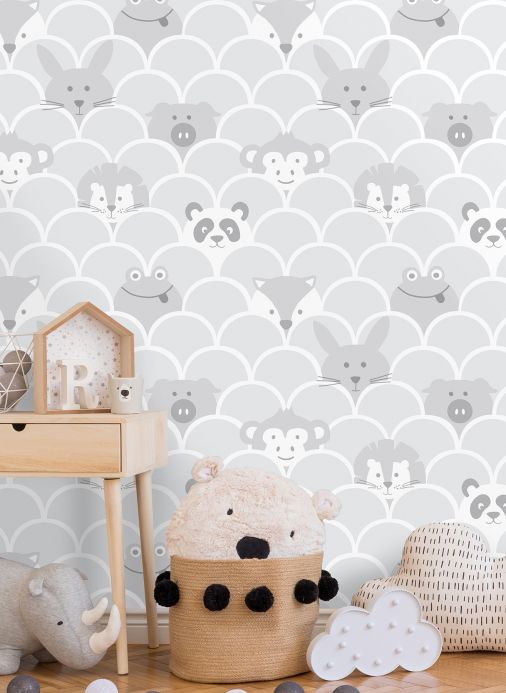 Children’s Wallpaper Wallpaper Taro light grey Room View