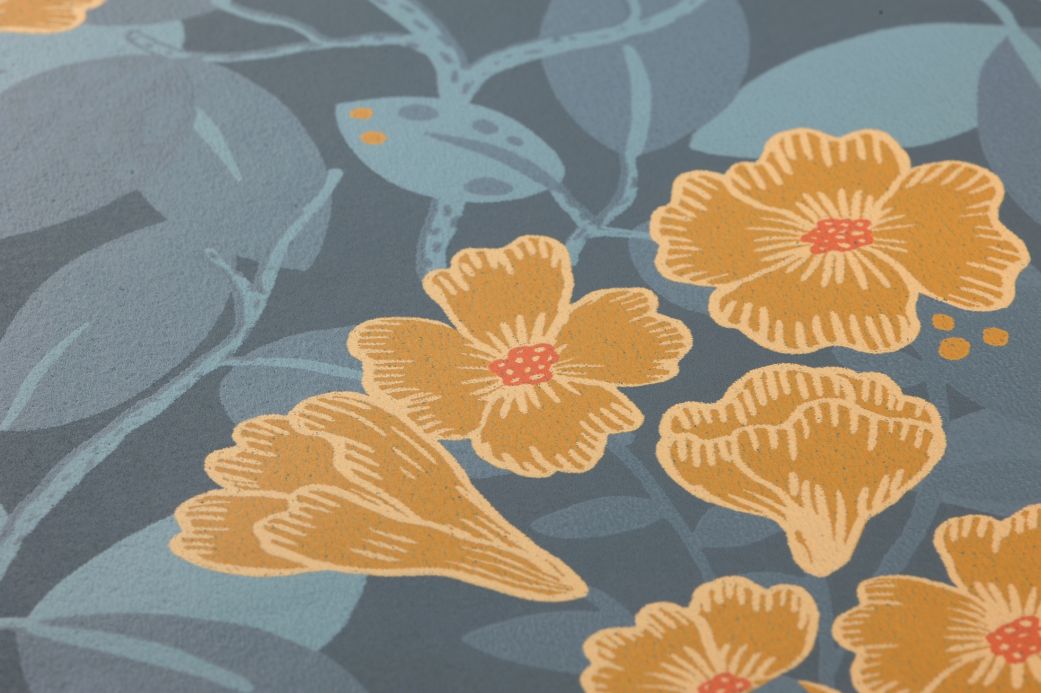 Floral Wallpaper Wallpaper Hedera grey blue Detail View