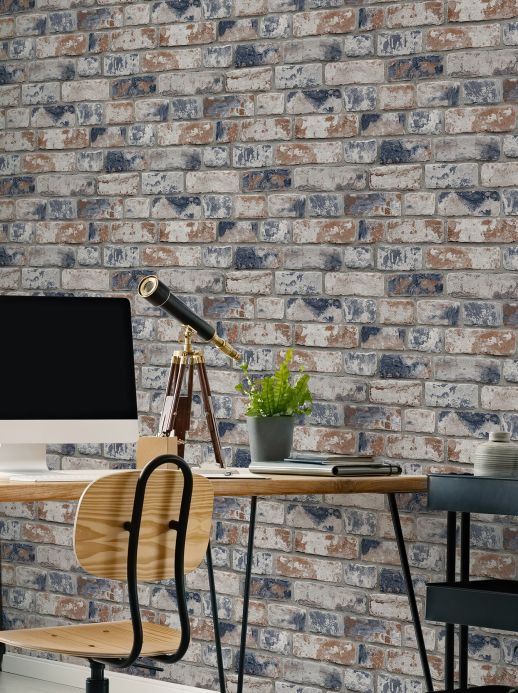 Paper-based Wallpaper Wallpaper Sabal blue grey Room View