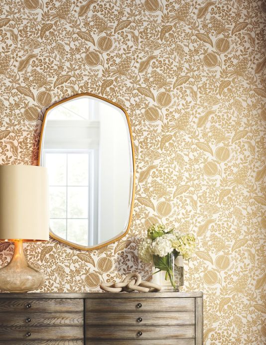 Rifle Paper Wallpaper Wallpaper Pomegranate pearl gold Room View
