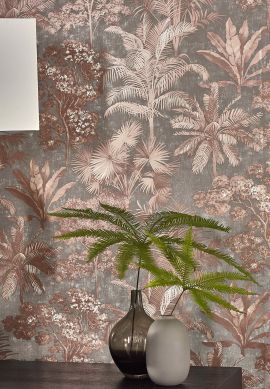 Wallpaper Alenia copper brown shimmer Room View