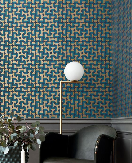 Geometric Wallpaper Wallpaper Wahida water blue Room View