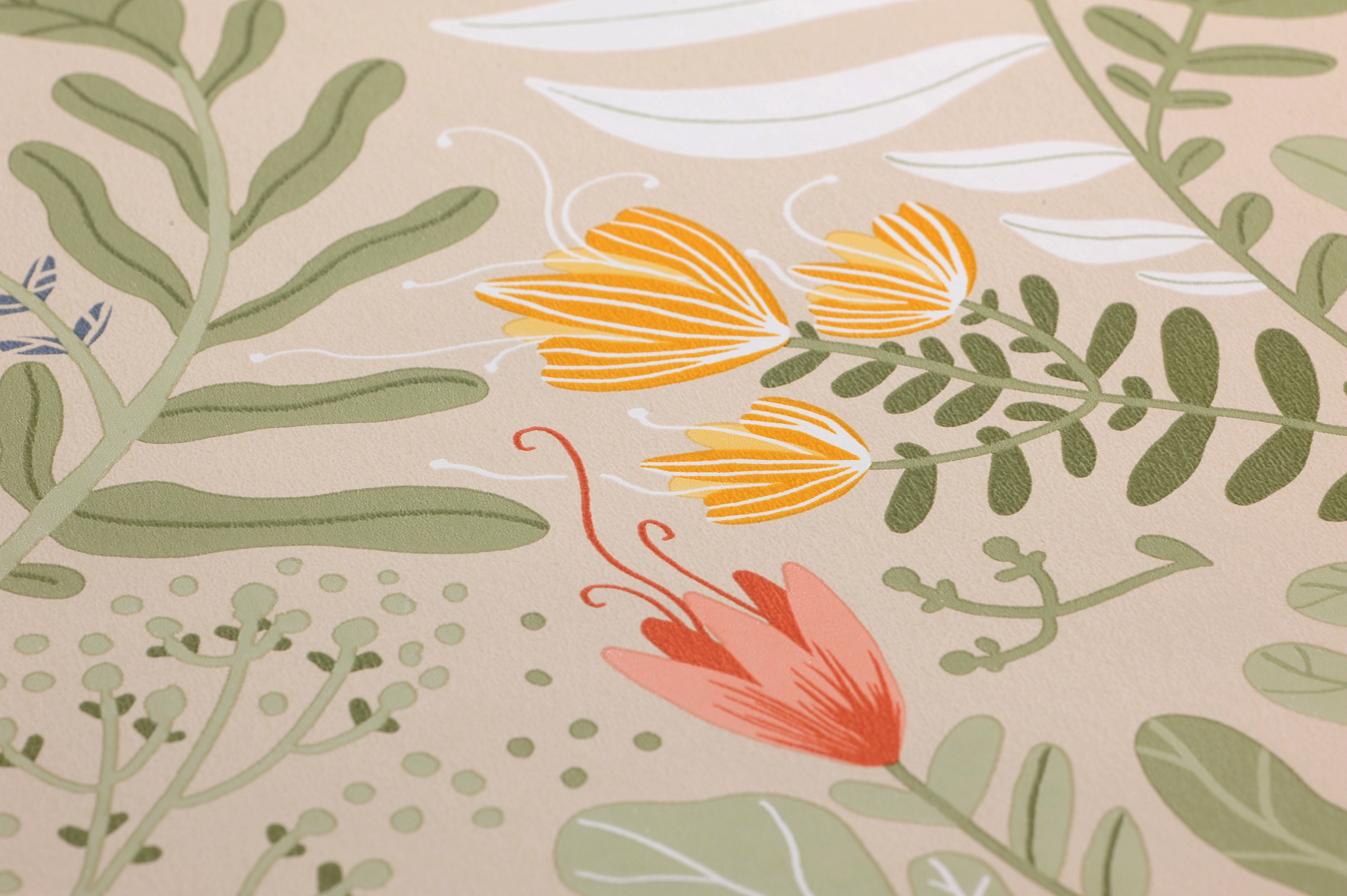 Grandeco Orion Floral Leaf Pattern Embossed Motif Non-Woven Wallpaper