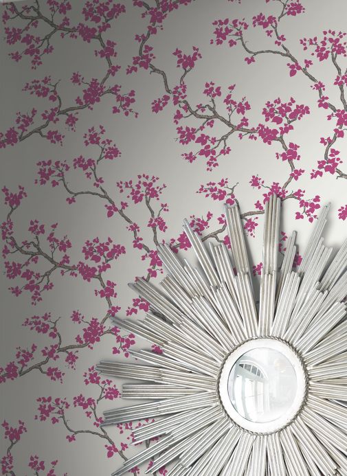 Floral Wallpaper Wallpaper Sakura claret violet Room View