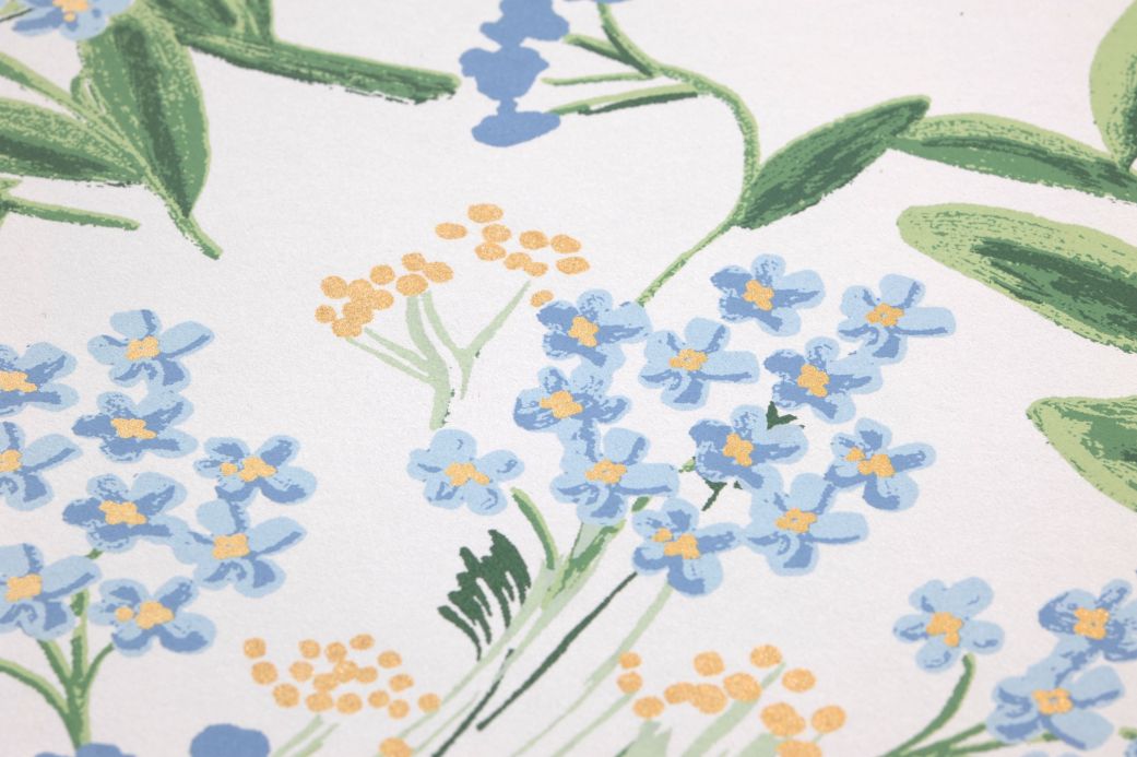 Rifle Paper Wallpaper Wallpaper Cornflower cream white Detail View