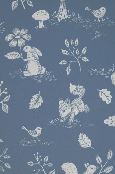 Bird Wallpaper Wallpaper Nils light grey blue A4 Detail