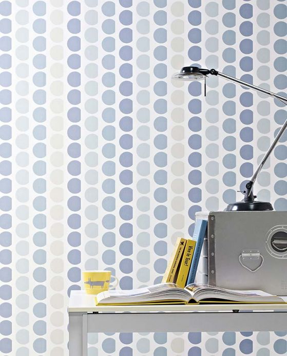 Striped Wallpaper Wallpaper Satis blue grey Room View