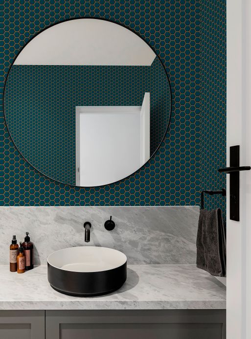 Geometric Wallpaper Wallpaper Bogo water blue Room View