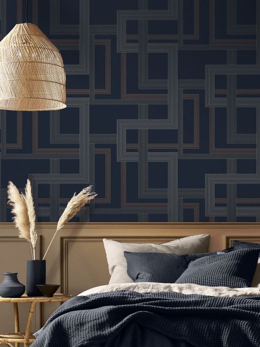Geometric Wallpaper Wallpaper Alcamo grey blue Room View