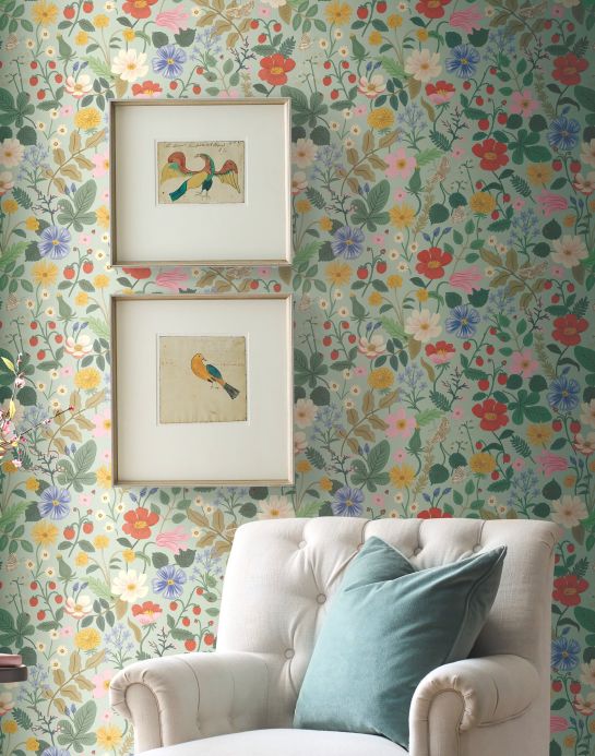 Paper-based Wallpaper Wallpaper Strawberry Garden pale green Room View