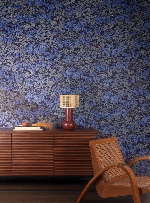 Papel de parede floral Papel de parede Kirigami azul pérola Ver ambiente