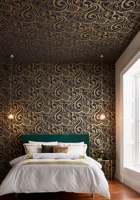 Art Nouveau Wallpaper Wallpaper Madina anthracite Room View