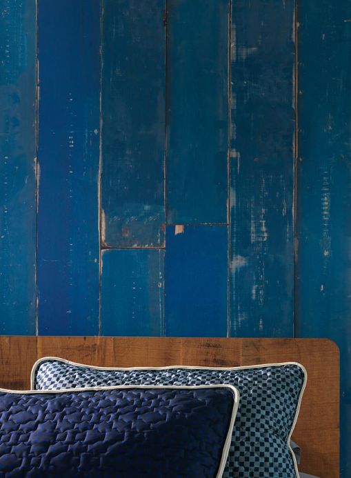 Wood effect Wallpaper Wallpaper Scrapwood 36 blue Room View