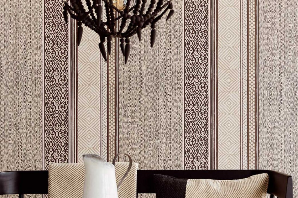 Oriental Wallpaper Wallpaper Cemal grey brown Room View