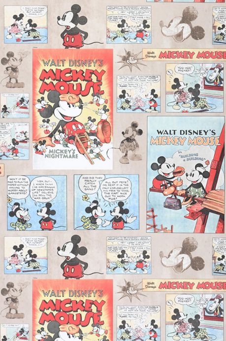 Papiertapeten Tapete 1930s Mickey Mouse Hellblau Bahnbreite