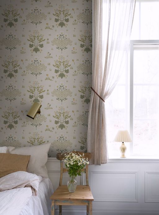Scandinavian Wallpaper Wallpaper Tapani light grey Room View
