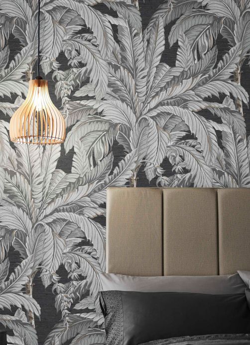 Botanical Wallpaper Wallpaper Eden grey tones Room View