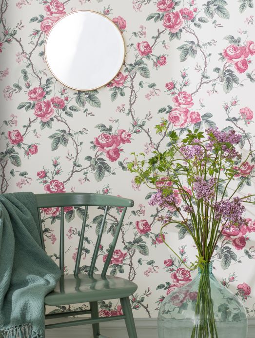 Floral Wallpaper Wallpaper Corletta claret coloured Room View
