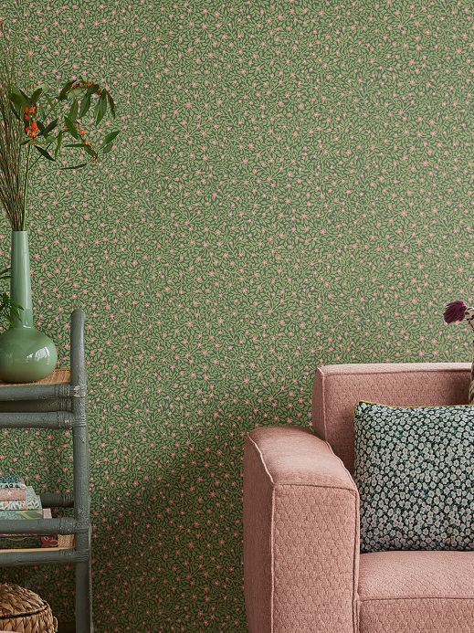 Floral Wallpaper Wallpaper Karina pine green Room View