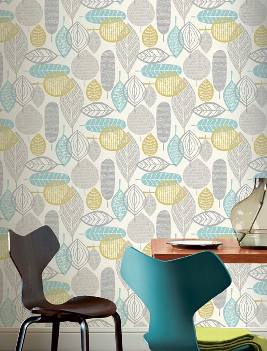 Wallpaper Wallpaper Lilou mint turquoise Room View