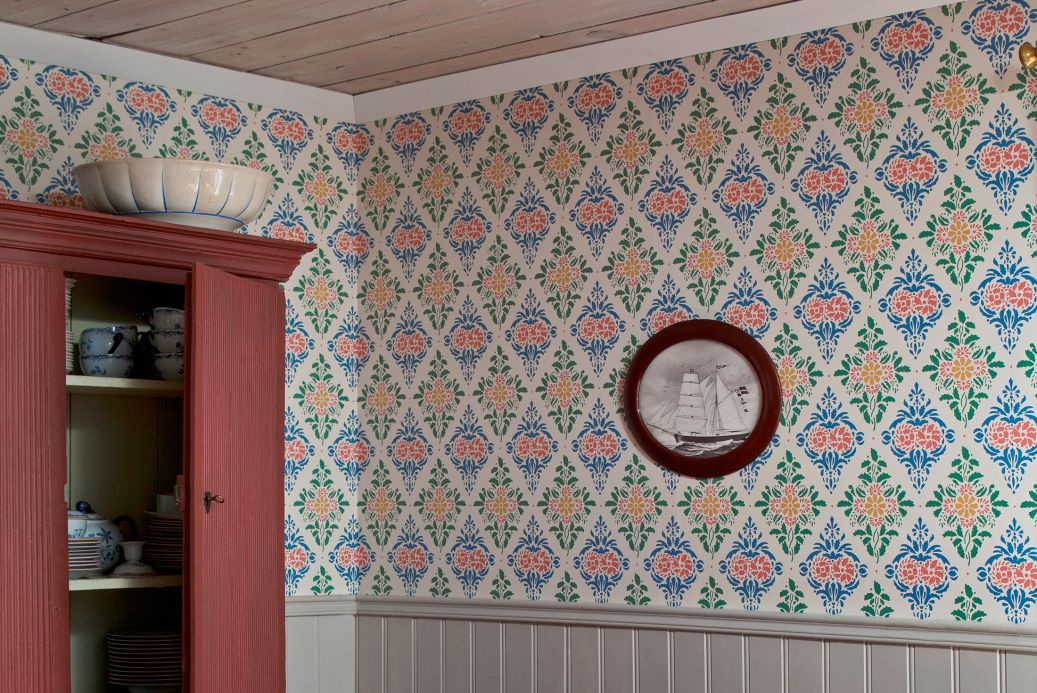 Papel de parede clássico Papel de parede Loreley azul brilhante Ver quarto