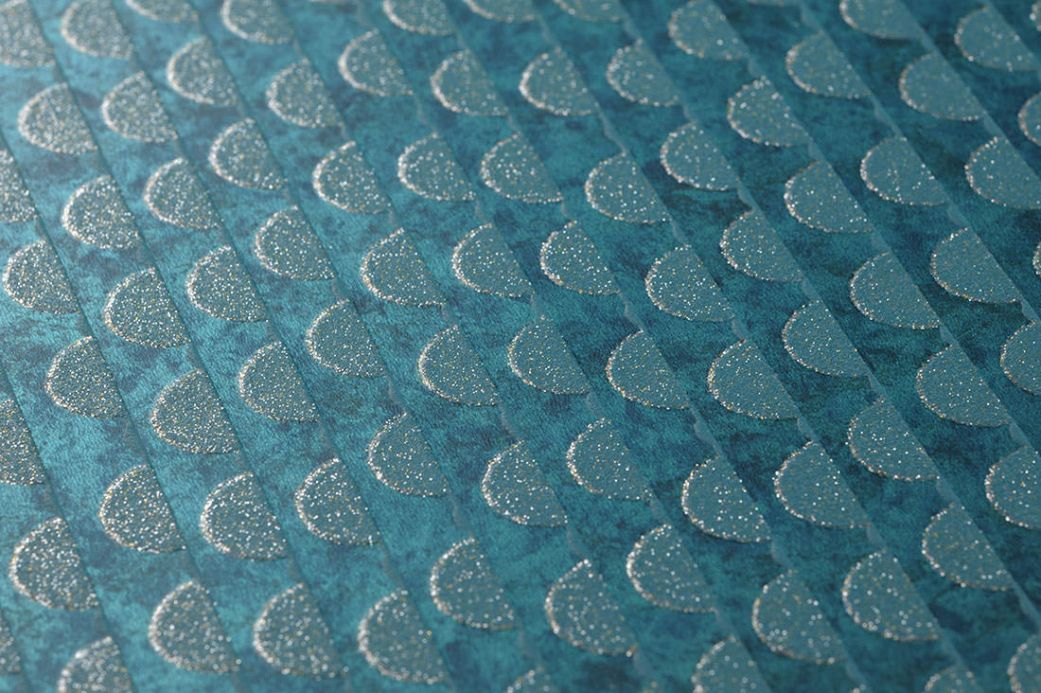 Tapeten Tapete Kelem Türkisblau Detailansicht