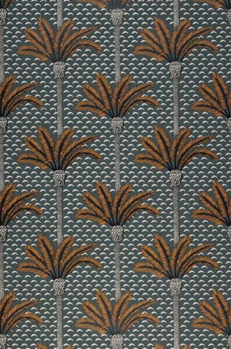 Art Deco Tapeten Tapete Palm Luxe Blaugrün Bahnbreite