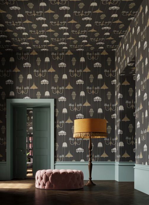 Funky Wallpaper Wallpaper Lampshade Heaven anthracite grey Room View