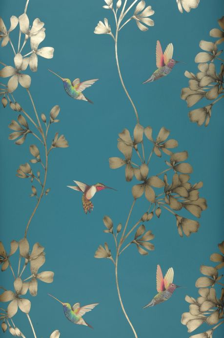 Floral Wallpaper Wallpaper Gesine water blue Bahnbreite
