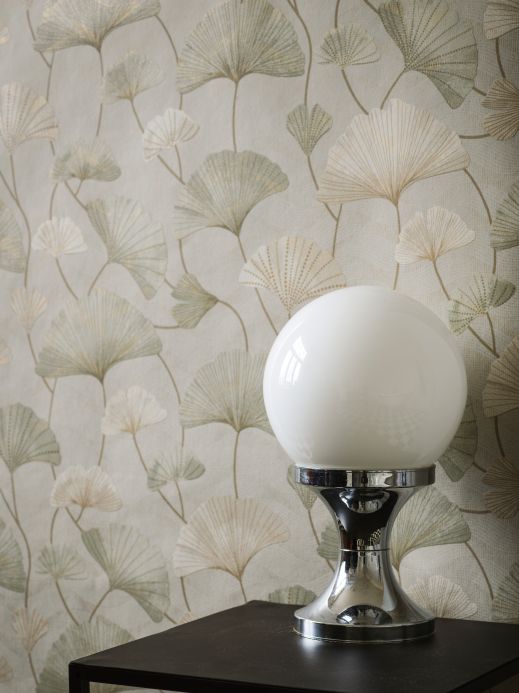 Leaf and Foliage Wallpaper Wallpaper Ginkgo light grey Room View