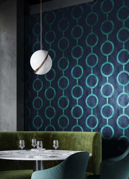 Geometric Wallpaper Wallpaper Florin blue green Room View