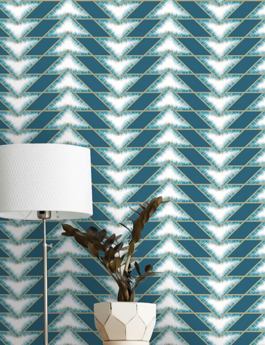 Archiv Wallpaper Fantaghiro turquoise blue Room View
