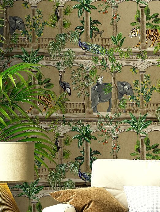 Papel pintado de elefantes Papel pintado Lunasa oro perla Ver habitación