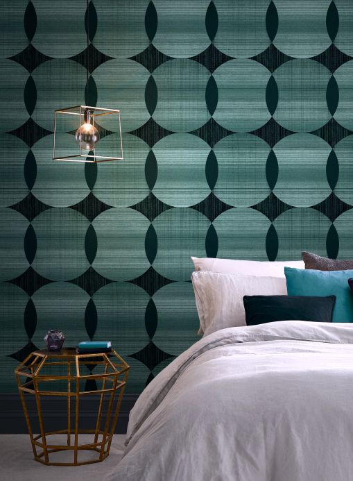 Geometric Wallpaper Wallpaper Kasavu aqua shimmer Room View