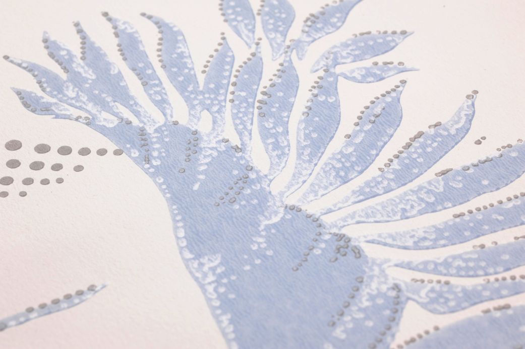 Carta da parati con animali Carta da parati Alva blu color piccione Visuale dettaglio