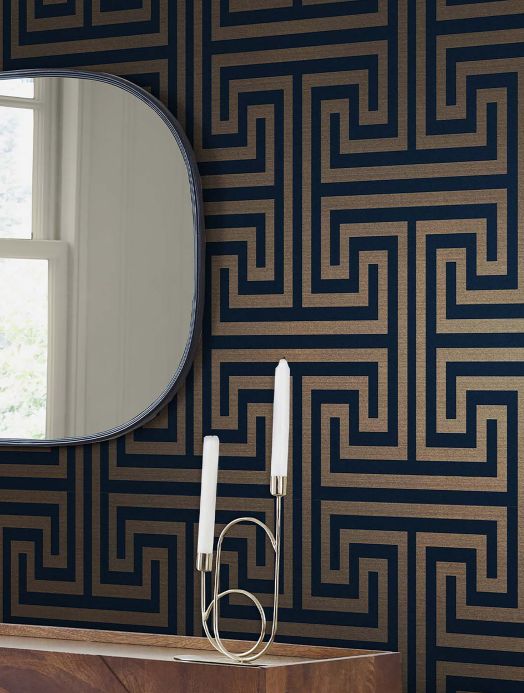 Papel pintado geométrico Papel pintado Mazzo gris azulado Ver habitación