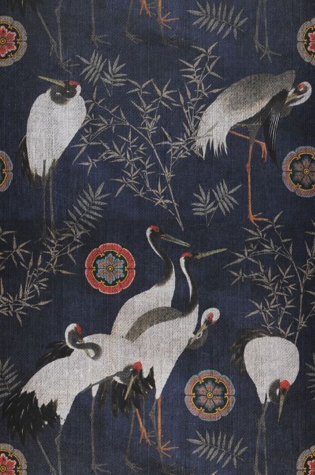 Oriental Wallpaper Wall mural Tsuru dark blue Roll Width
