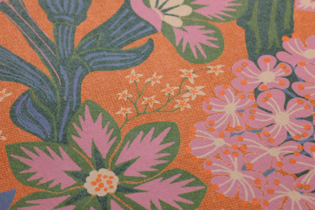 Floral Wallpaper Wallpaper Fanfara orange Detail View