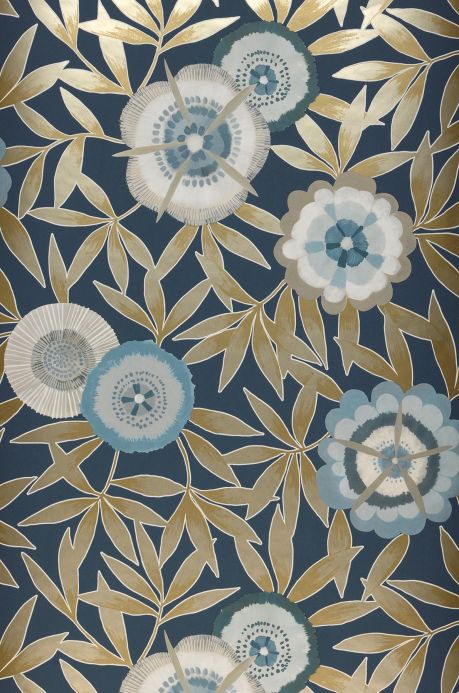 Papel de parede floral Papel de parede Sefina azul acinzentado Largura do rolo