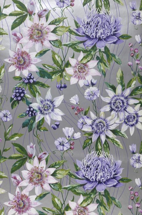 Floral Wallpaper Wallpaper Zagora silver shimmer Roll Width