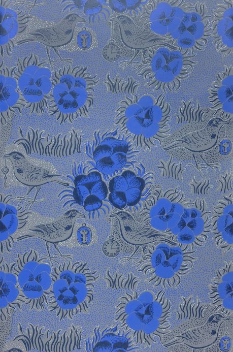 Papel pintado floral Papel pintado Florinda azul marino Ancho rollo