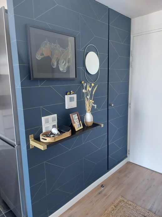 Geometric Wallpaper Wallpaper Lines grey blue Room View