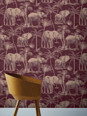 Wallpaper Raynor pale claret violet Room View